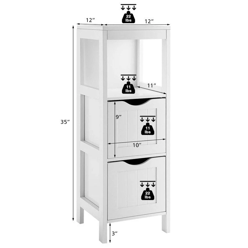 Organisateurs de salle de bain et meuble de rangement – 12P x 12L x 35H