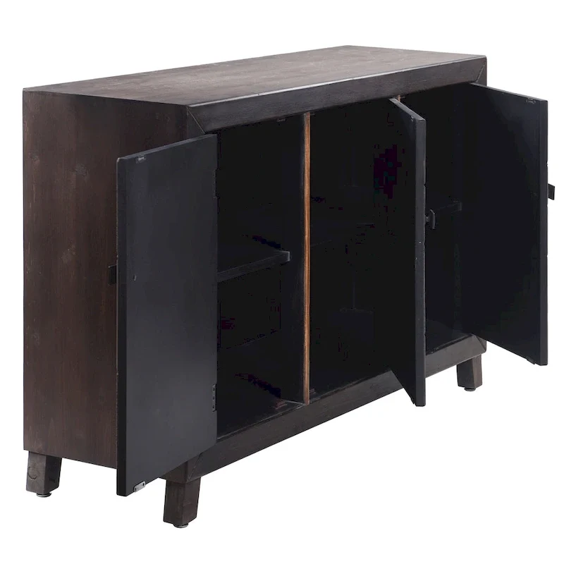 Buffet trois portes Espresso à motif chevron décalé