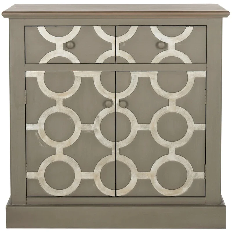 Coffre de rangement gris avec motif chaîne de maillons art déco