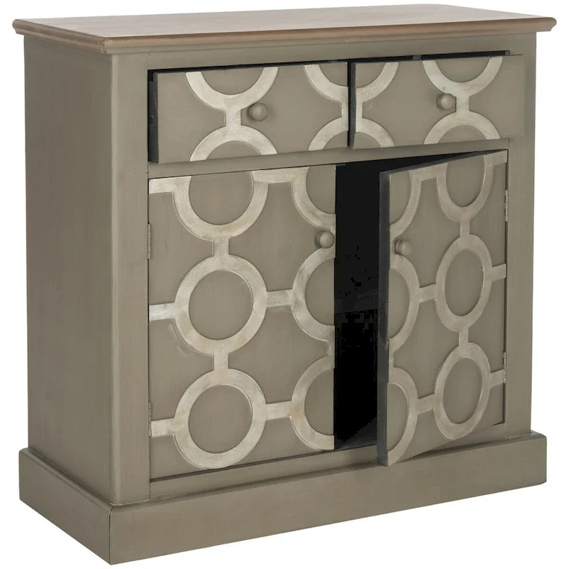 Coffre de rangement gris avec motif chaîne de maillons art déco