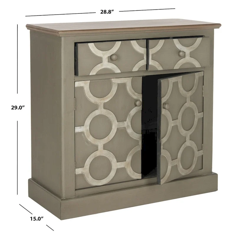 Coffre de rangement gris avec motif chaîne de maillons art déco