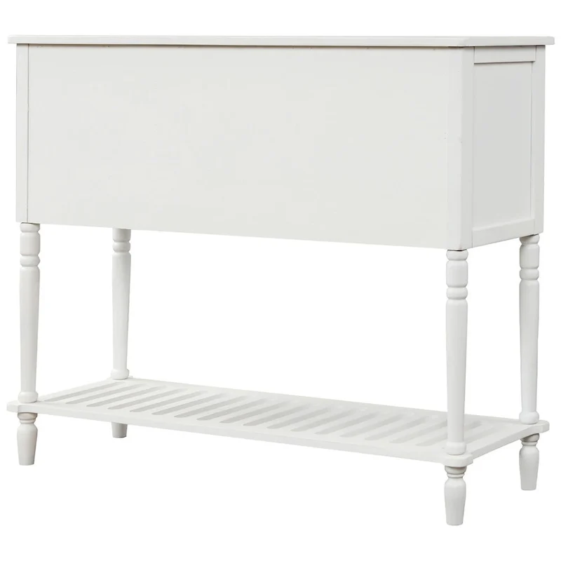 Table console à buffet avec étagère inférieure et armoire de rangement en bois/verre de style ferme - 42L x 14W x 34.2H