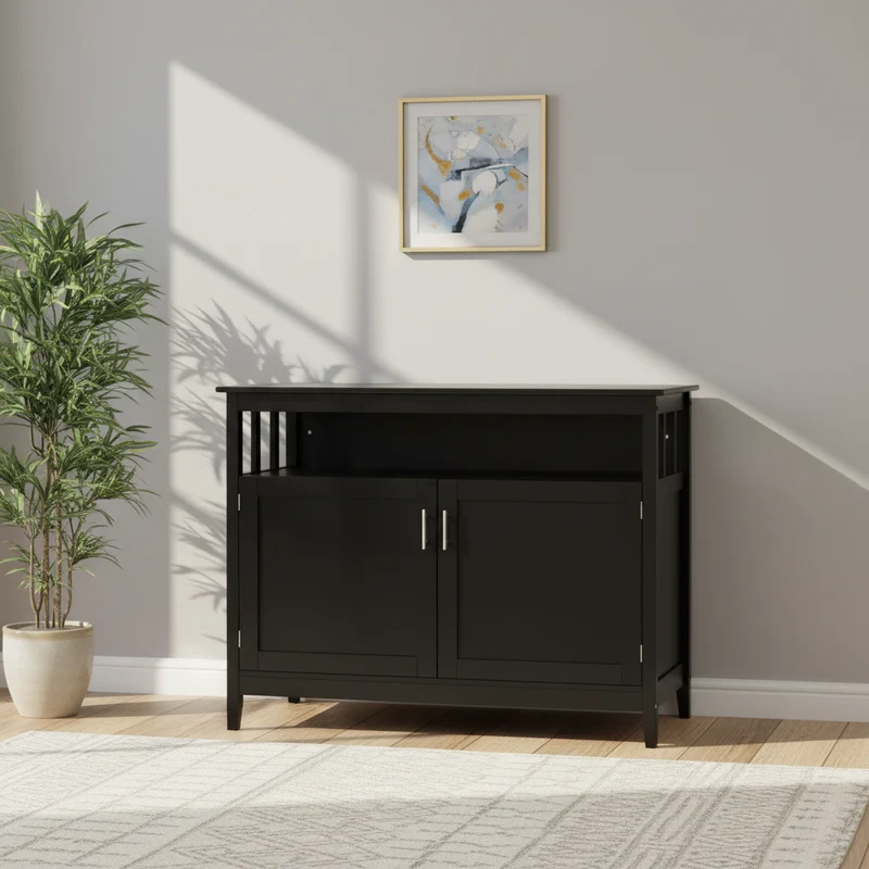 Armoire de rangement de cuisine moderne en bois - Noire - 44,9 x 20,1 x 35,8 (L x l x H)