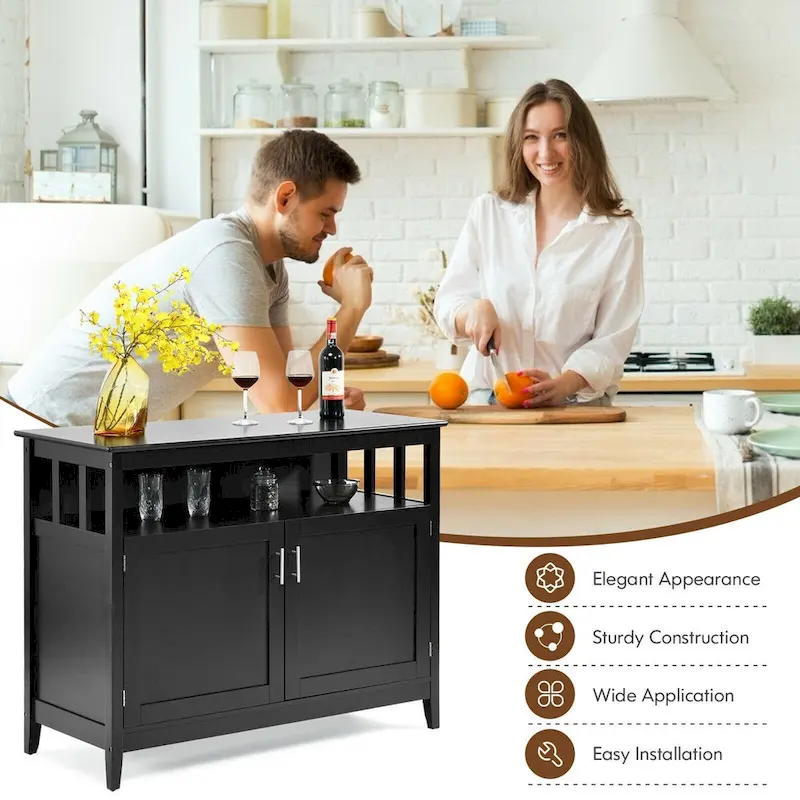 Armoire de rangement de cuisine moderne en bois - Noire - 44,9 x 20,1 x 35,8 (L x l x H)