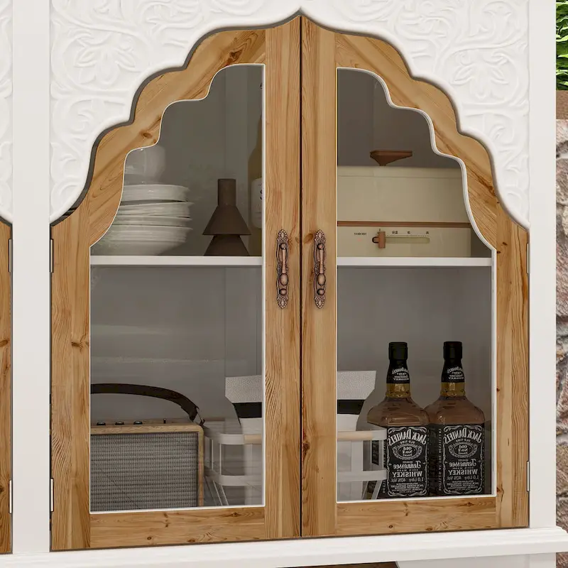 Meuble de salle de bain en bois sculpté Meuble d'appoint Buffet Verre acrylique