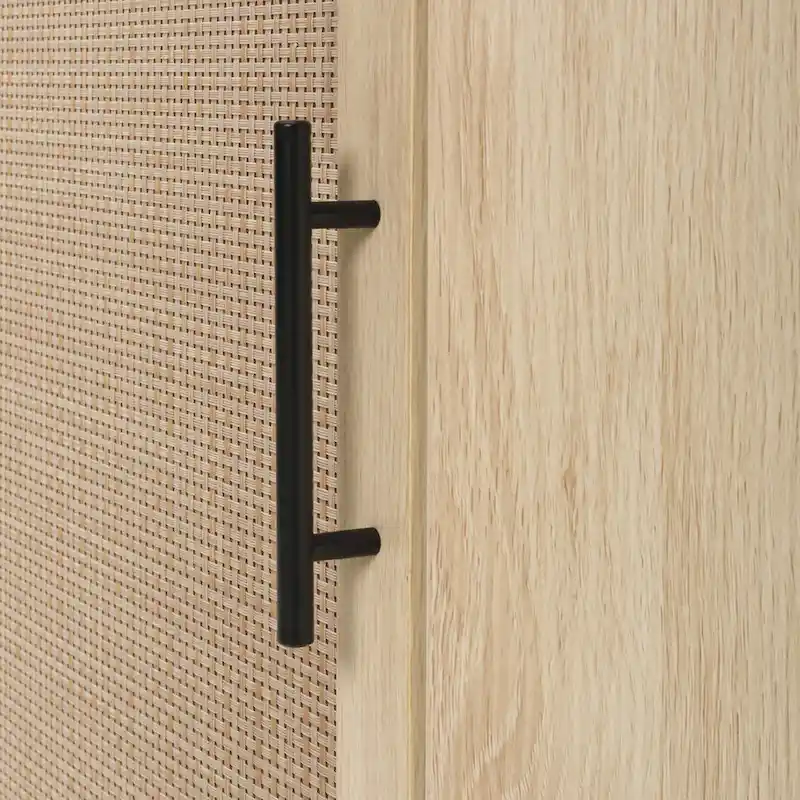 Meuble d'angle autoportant avec porte en rotin