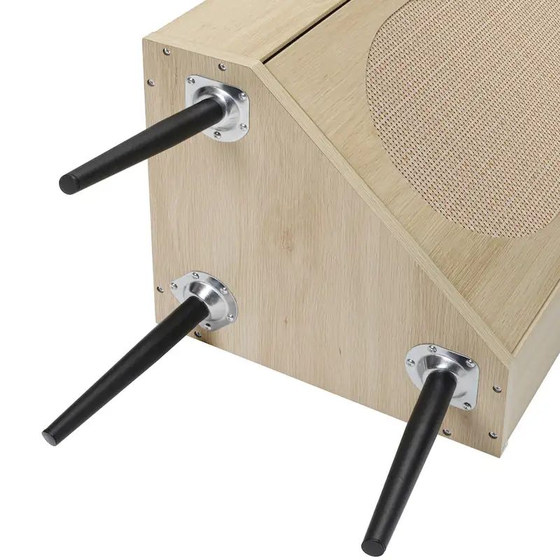 Meuble d'angle autoportant avec porte en rotin