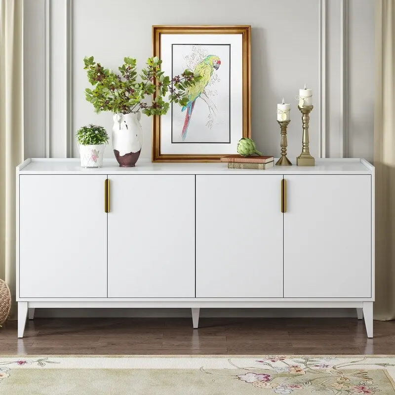 Buffet de rangement Armoire en bois avec 4 portes pour Couloir, Entrée, Salon, Chambre, Étagère réglable