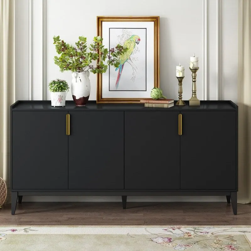 Buffet de rangement Armoire en bois avec 4 portes pour Couloir, Entrée, Salon, Chambre, Étagère réglable