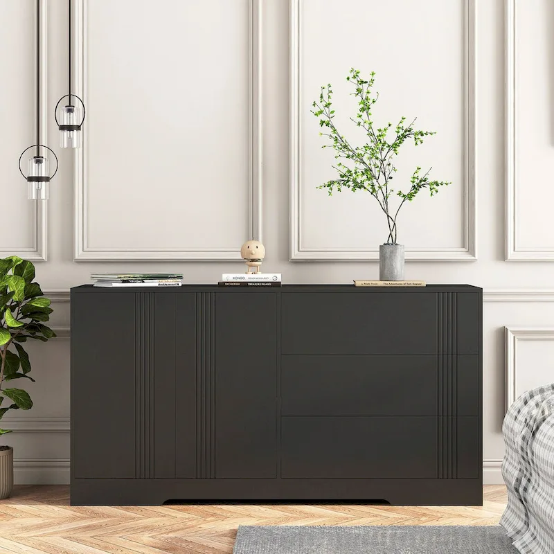 Buffet de salle à manger avec rangement, Buffet de cuisine moderne avec tiroir et portes