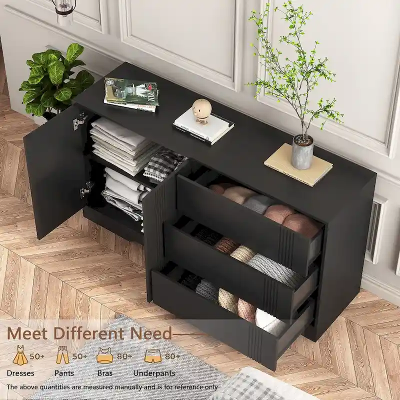 Buffet de salle à manger avec rangement, Buffet de cuisine moderne avec tiroir et portes