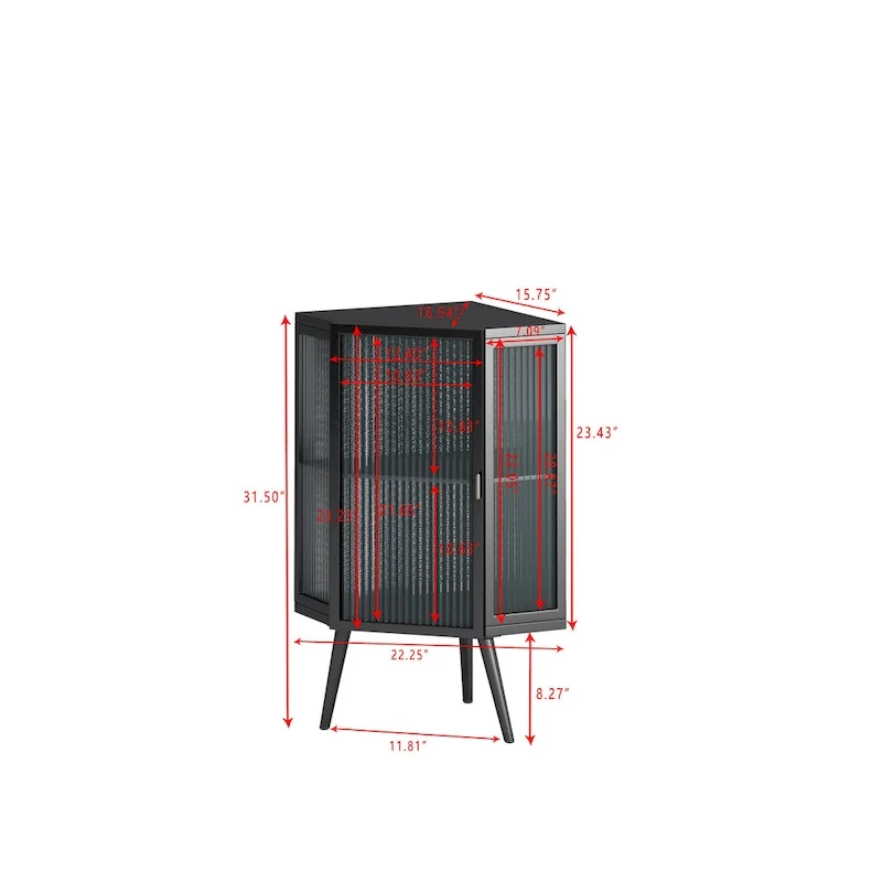 Meuble d'angle de sol en métal avec étagère réglable H 31,5 po