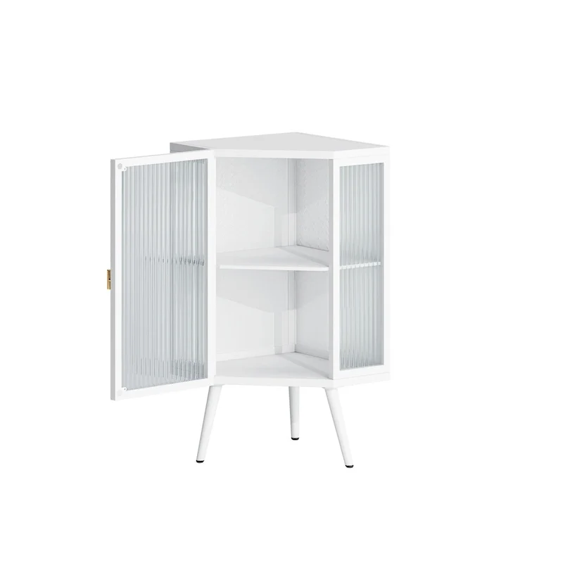 Meuble d'angle de sol en métal avec étagère réglable H 31,5 po