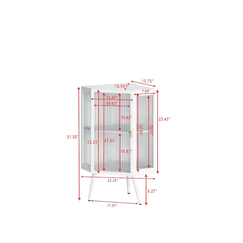 Meuble d'angle de sol en métal avec étagère réglable H 31,5 po