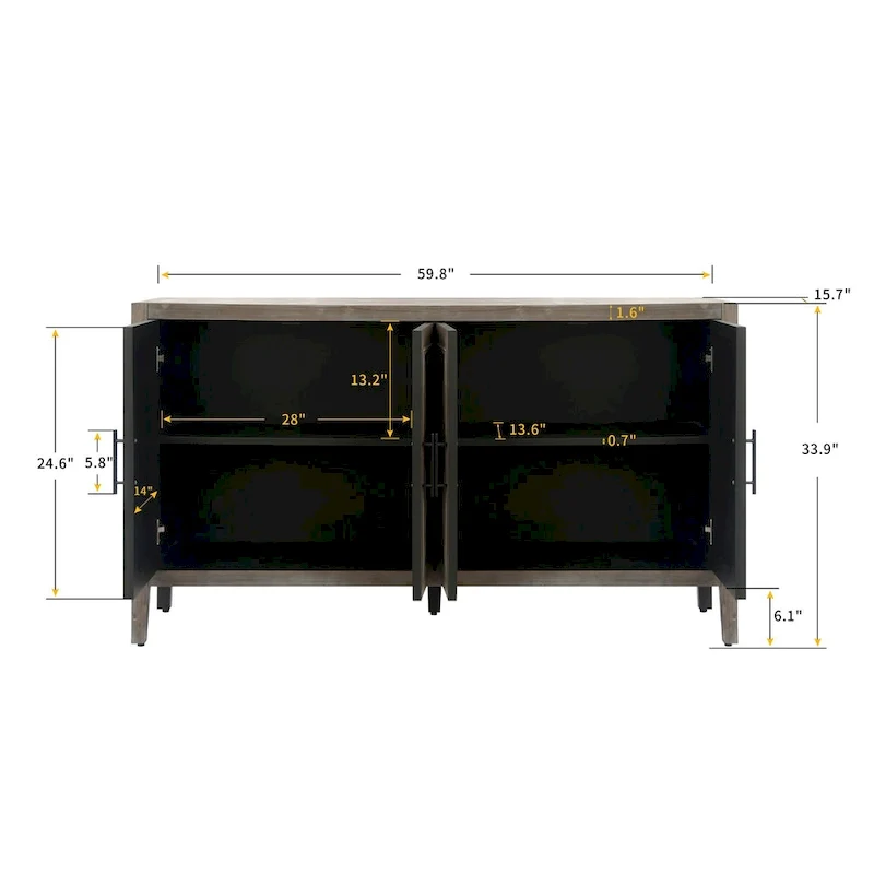 Buffet en bois à 4 portes