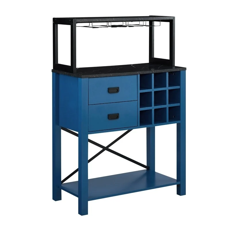 Buffet de 81 cm en bois avec casier à vin – Peut contenir jusqu'à 9 bouteilles