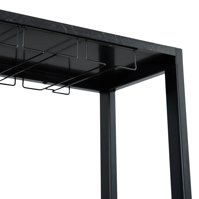 Buffet de 81 cm en bois avec casier à vin – Peut contenir jusqu'à 9 bouteilles