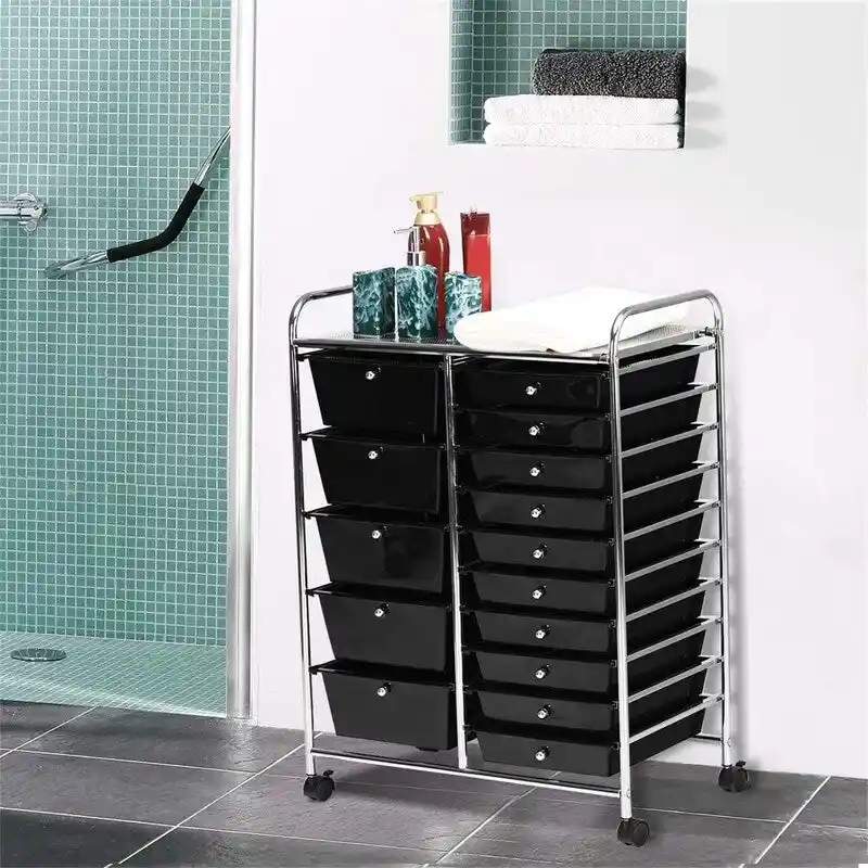 Chariot de rangement roulant à 15 tiroirs - 14,5P x 25L x 34,5H