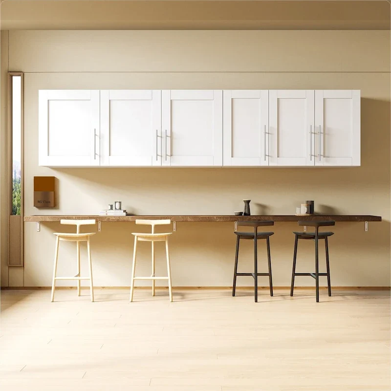 Meuble de rangement mural empilable en bois, blanc