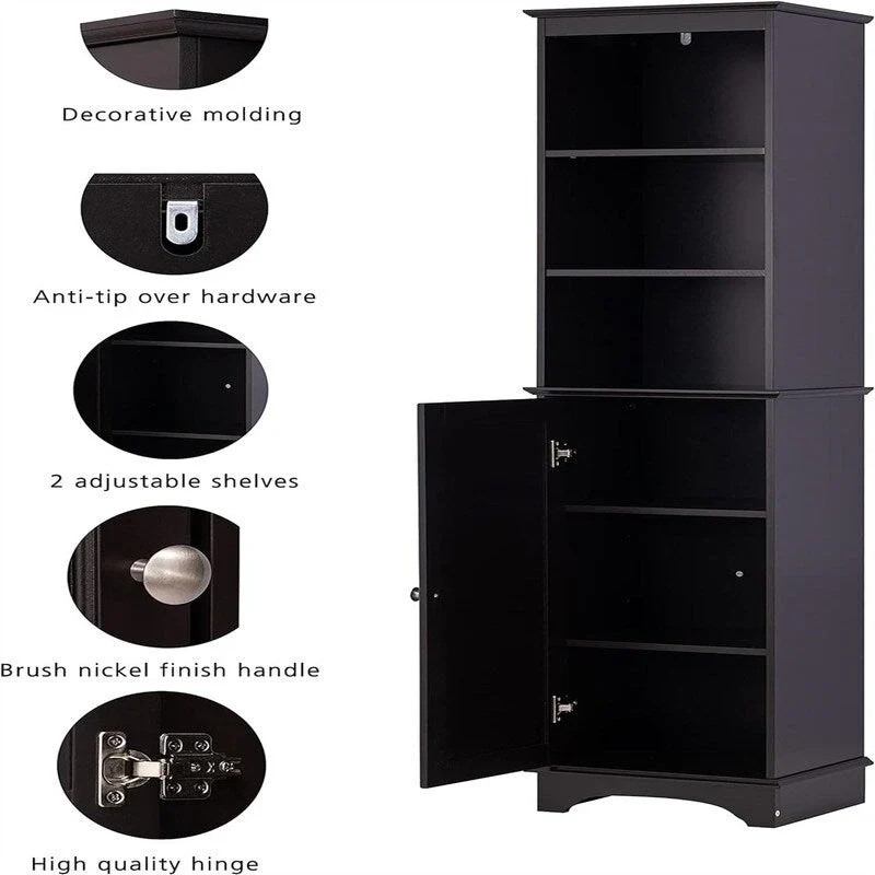 Meuble de rangement autoportant avec trois étagères – 30P x 38L x 152H cm