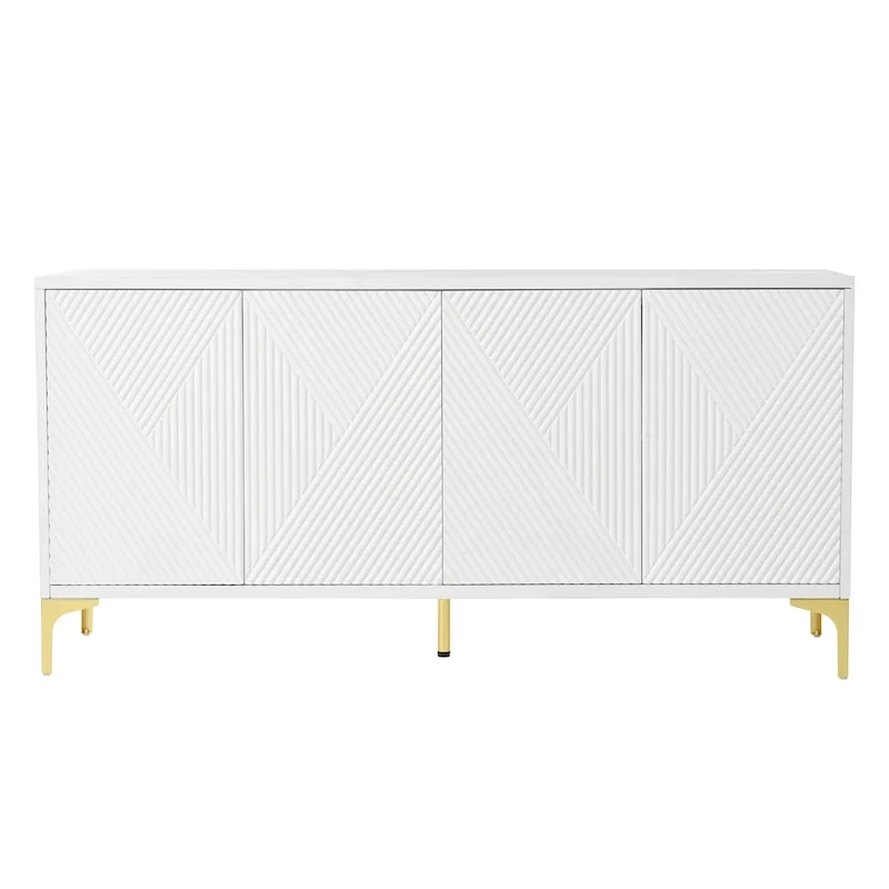 Buffet 4 portes avec panneaux de porte sculptés et étagères réglables