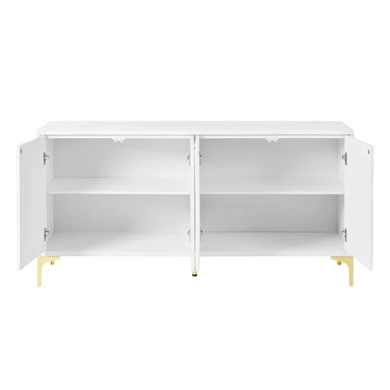Buffet 4 portes avec panneaux de porte sculptés et étagères réglables
