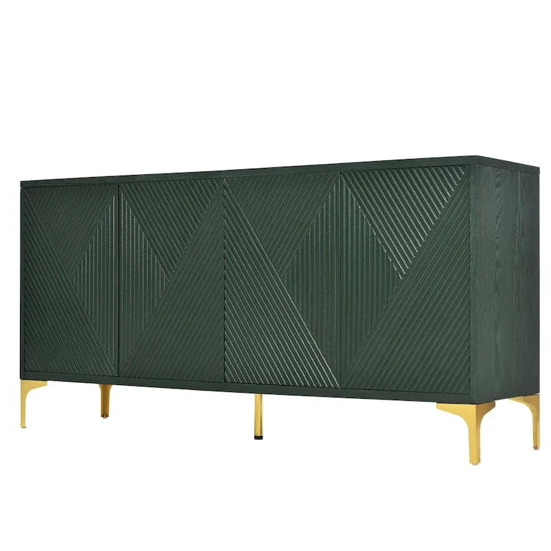 Buffet 4 portes avec panneaux de porte sculptés et étagères réglables
