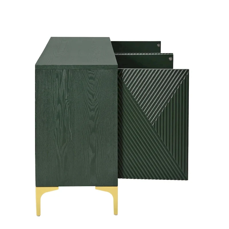 Buffet 4 portes avec panneaux de porte sculptés et étagères réglables