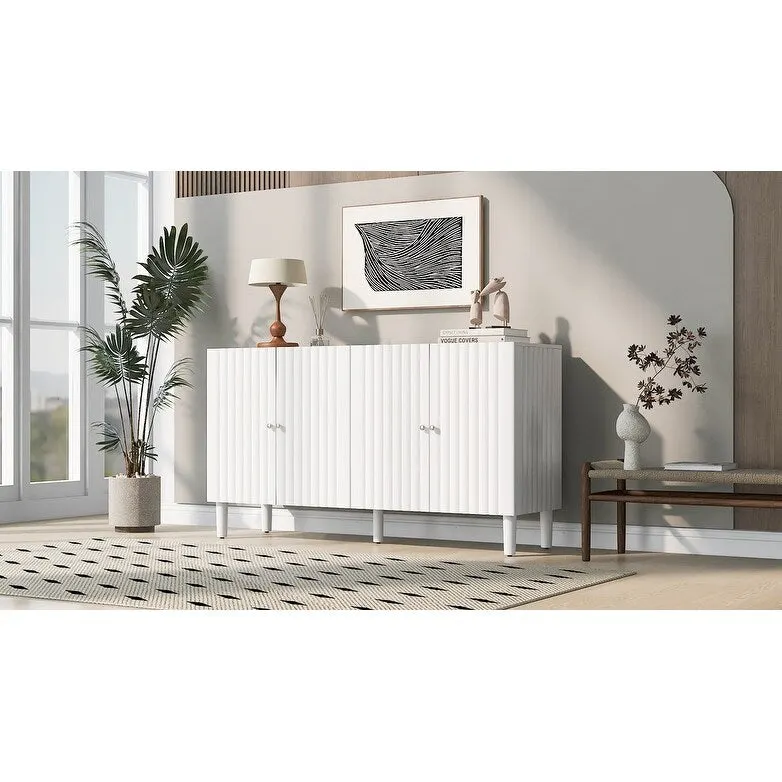 Élégant buffet quatre portes avec portes à motif ondulé
