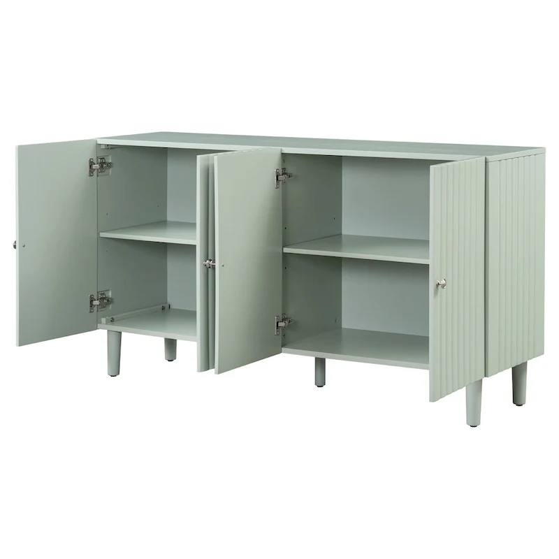 Élégant buffet quatre portes avec portes à motif ondulé