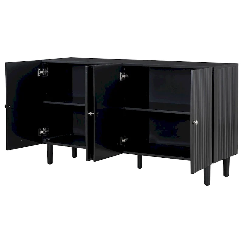 Élégant buffet quatre portes avec portes à motif ondulé