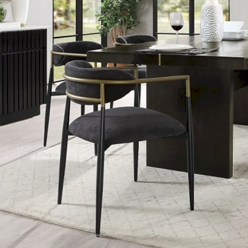 CHAISE D'APPOINT Tissu Noir et Finition Noire