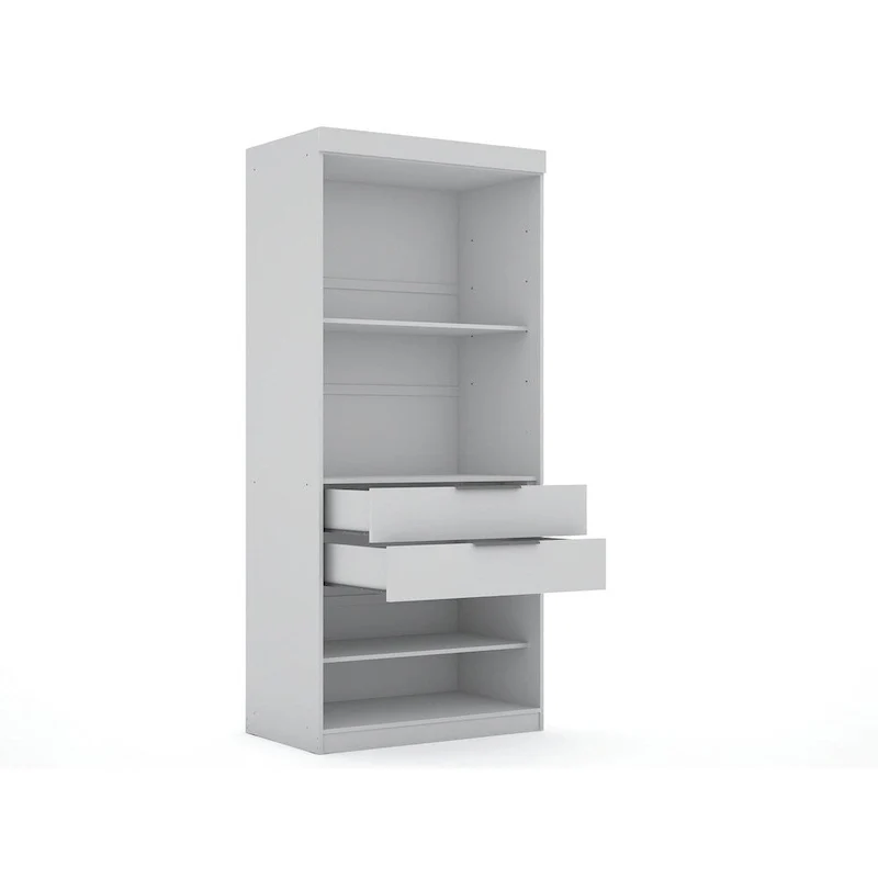 Armoire-penderie moderne à 3 sections et 6 tiroirs