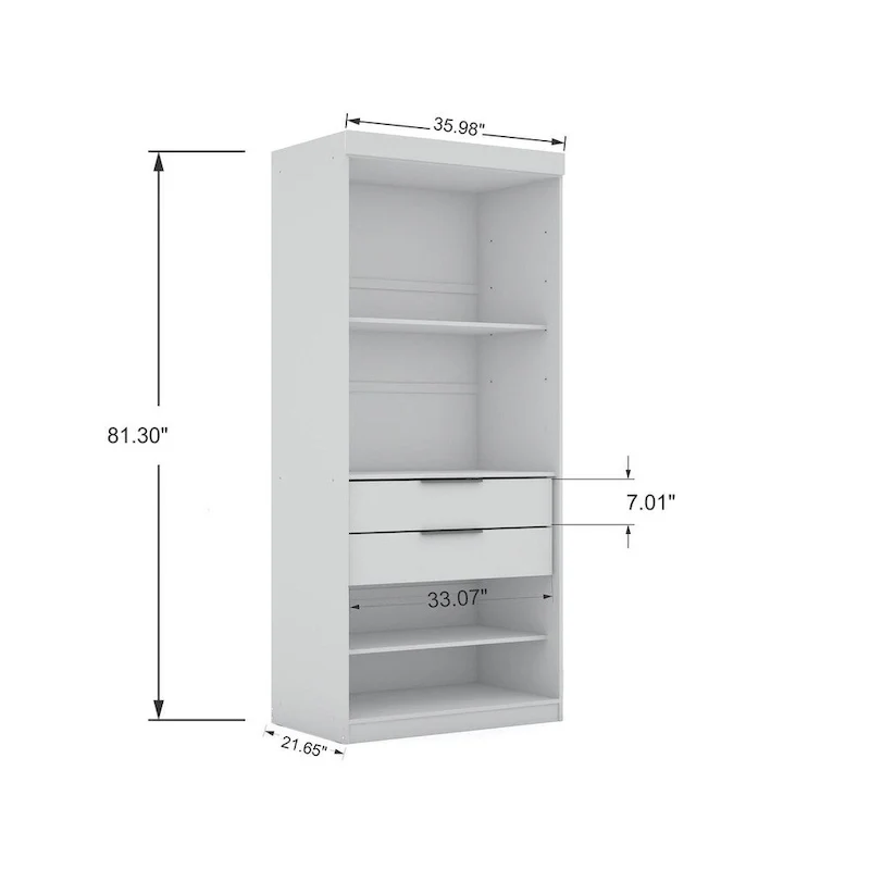 Armoire-penderie moderne à 3 sections et 6 tiroirs