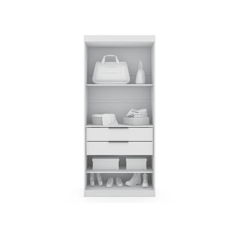 Armoire-penderie moderne à 3 sections et 6 tiroirs