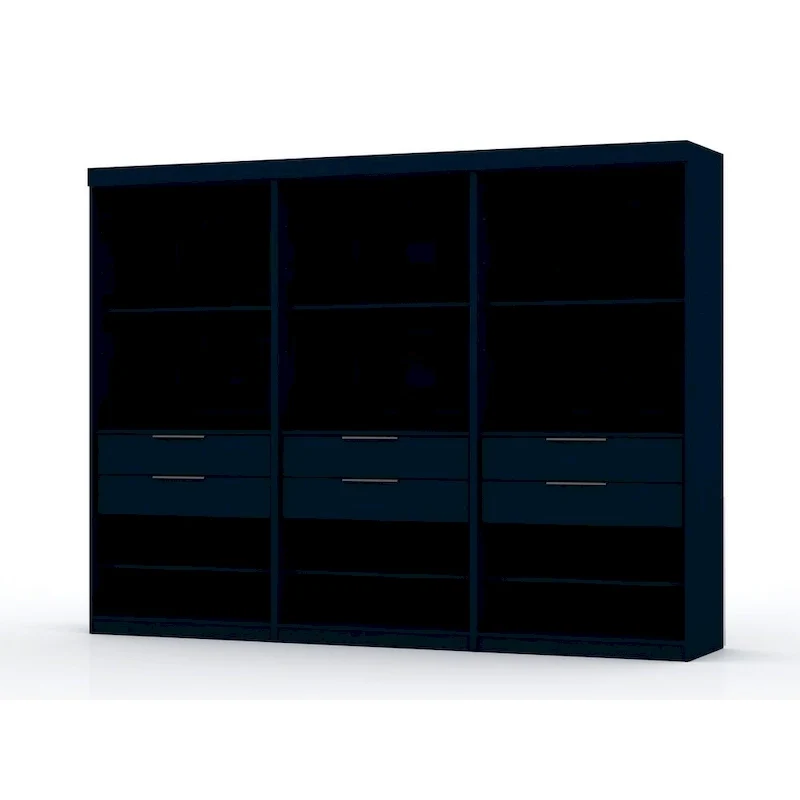 Armoire-penderie moderne à 3 sections et 6 tiroirs