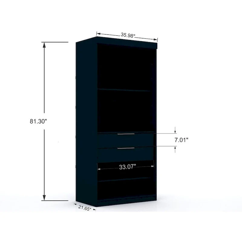 Armoire-penderie moderne à 3 sections et 6 tiroirs