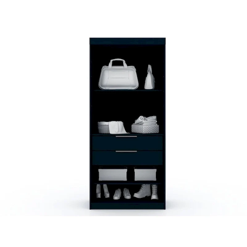 Armoire-penderie moderne à 3 sections et 6 tiroirs