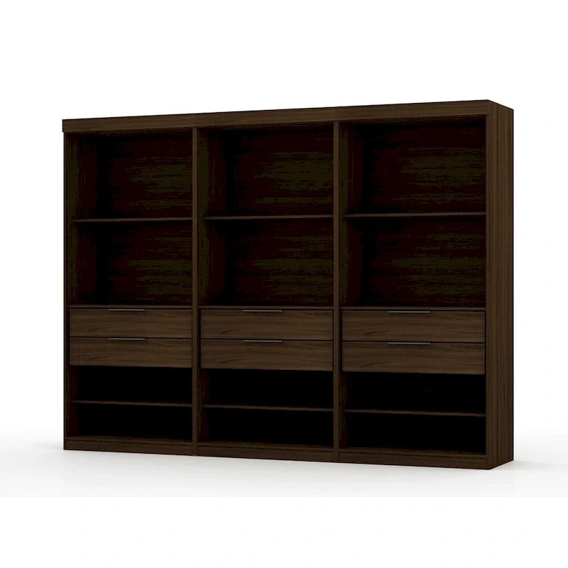 Armoire-penderie moderne à 3 sections et 6 tiroirs