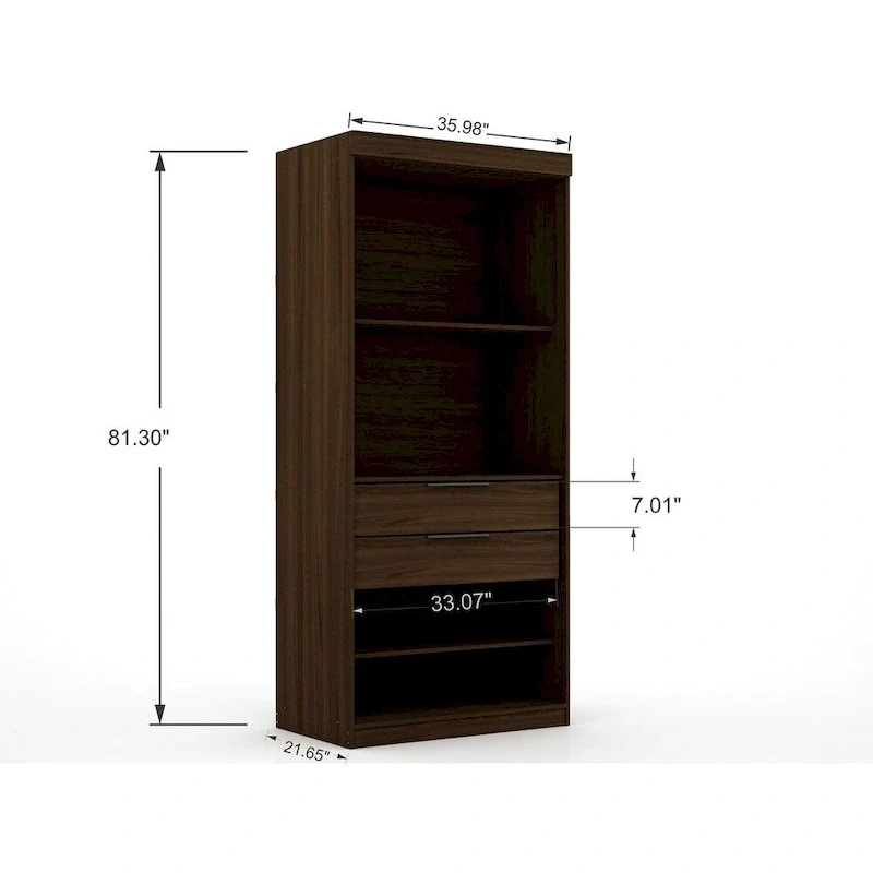Armoire-penderie moderne à 3 sections et 6 tiroirs