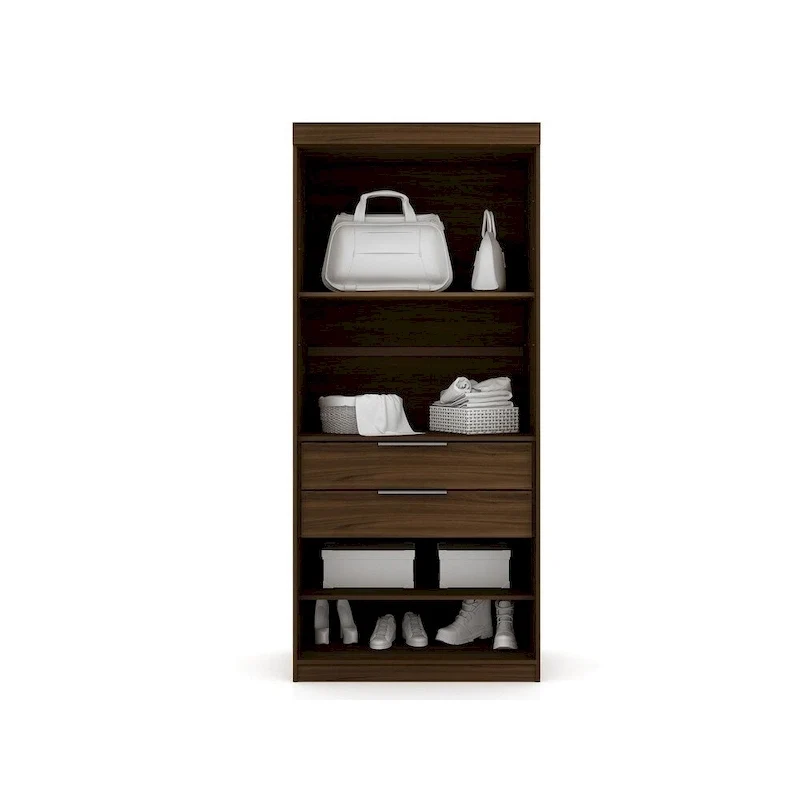 Armoire-penderie moderne à 3 sections et 6 tiroirs