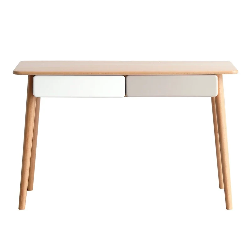Bureau informatique en bois massif de 119,4 cm avec 2 tiroirs pour bureau à domicile