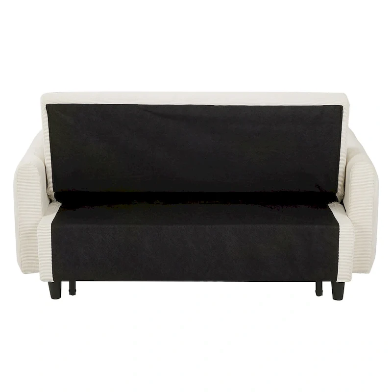 Canapé-lit convertible 2 places avec coussins décoratifs et ports USB, canapé-lit moderne, beige