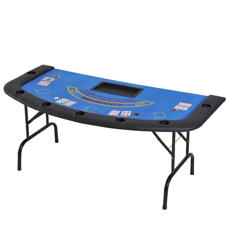 Table de poker pliable 72 po pour 7 joueurs - Bleu/Noir