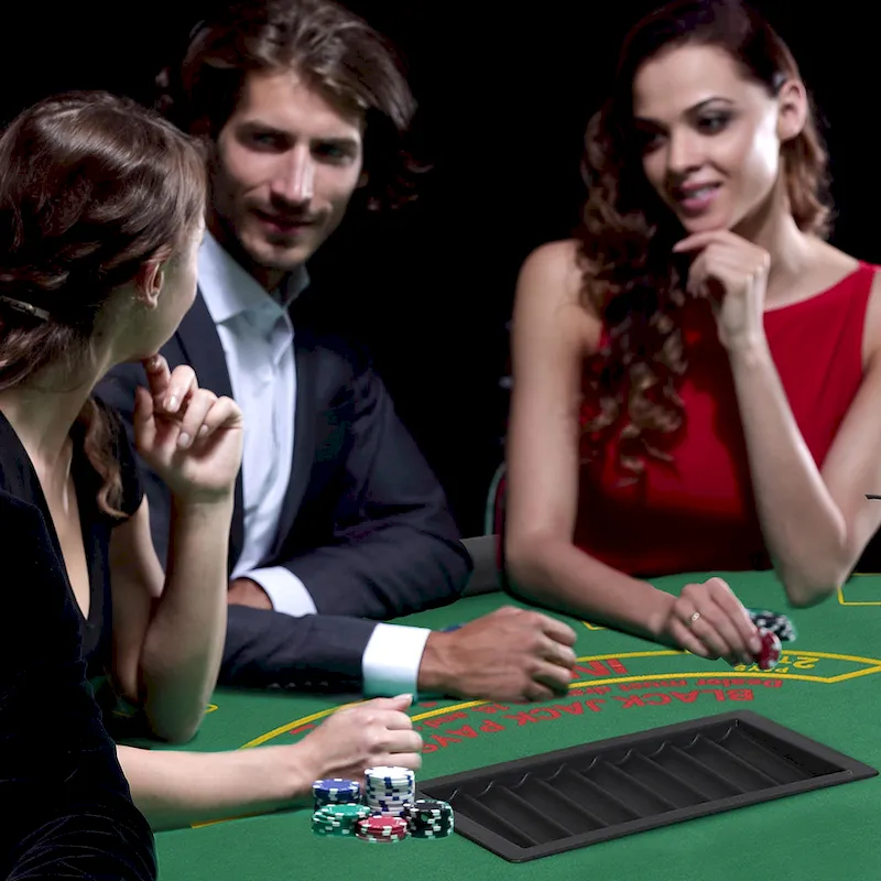 Table de poker pliable 72 po pour 7 joueurs - Bleu/Noir