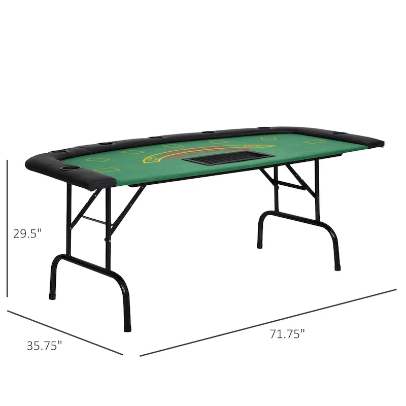 Table de poker pliable 72 po pour 7 joueurs - Bleu/Noir