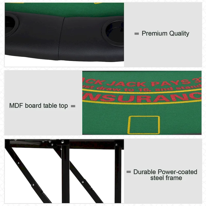 Table de poker pliable 72 po pour 7 joueurs - Bleu/Noir