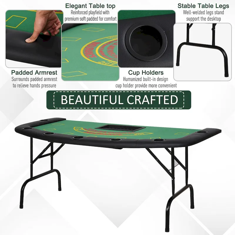 Table de poker pliable 72 po pour 7 joueurs - Bleu/Noir