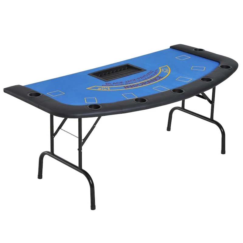 Table de poker pliable 72 po pour 7 joueurs - Bleu/Noir