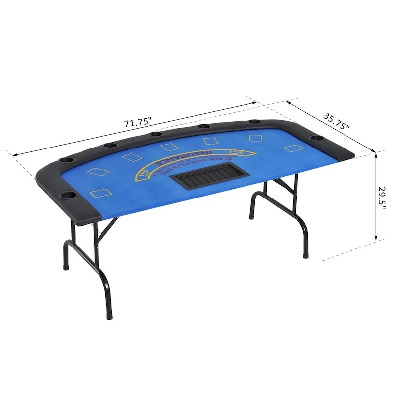 Table de poker pliable 72 po pour 7 joueurs - Bleu/Noir
